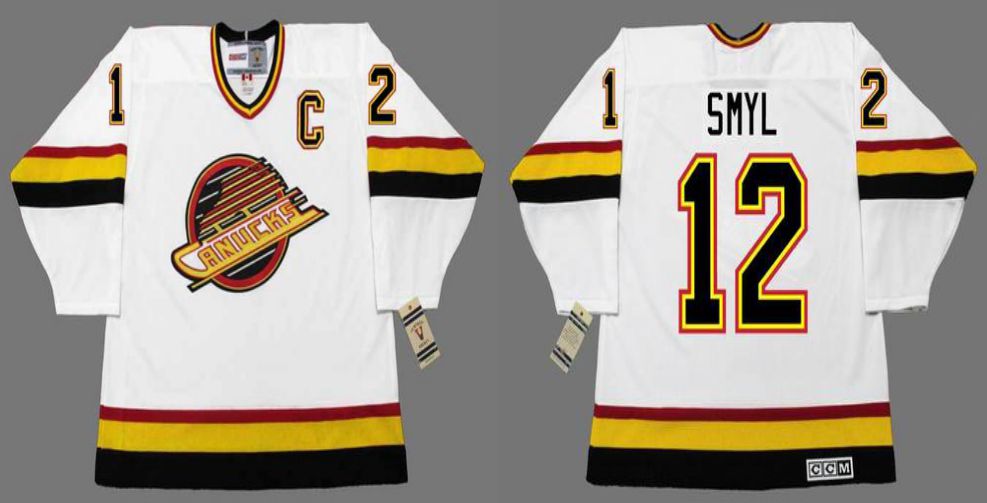 2019 Men Vancouver Canucks #12 Smyl White CCM NHL jerseys